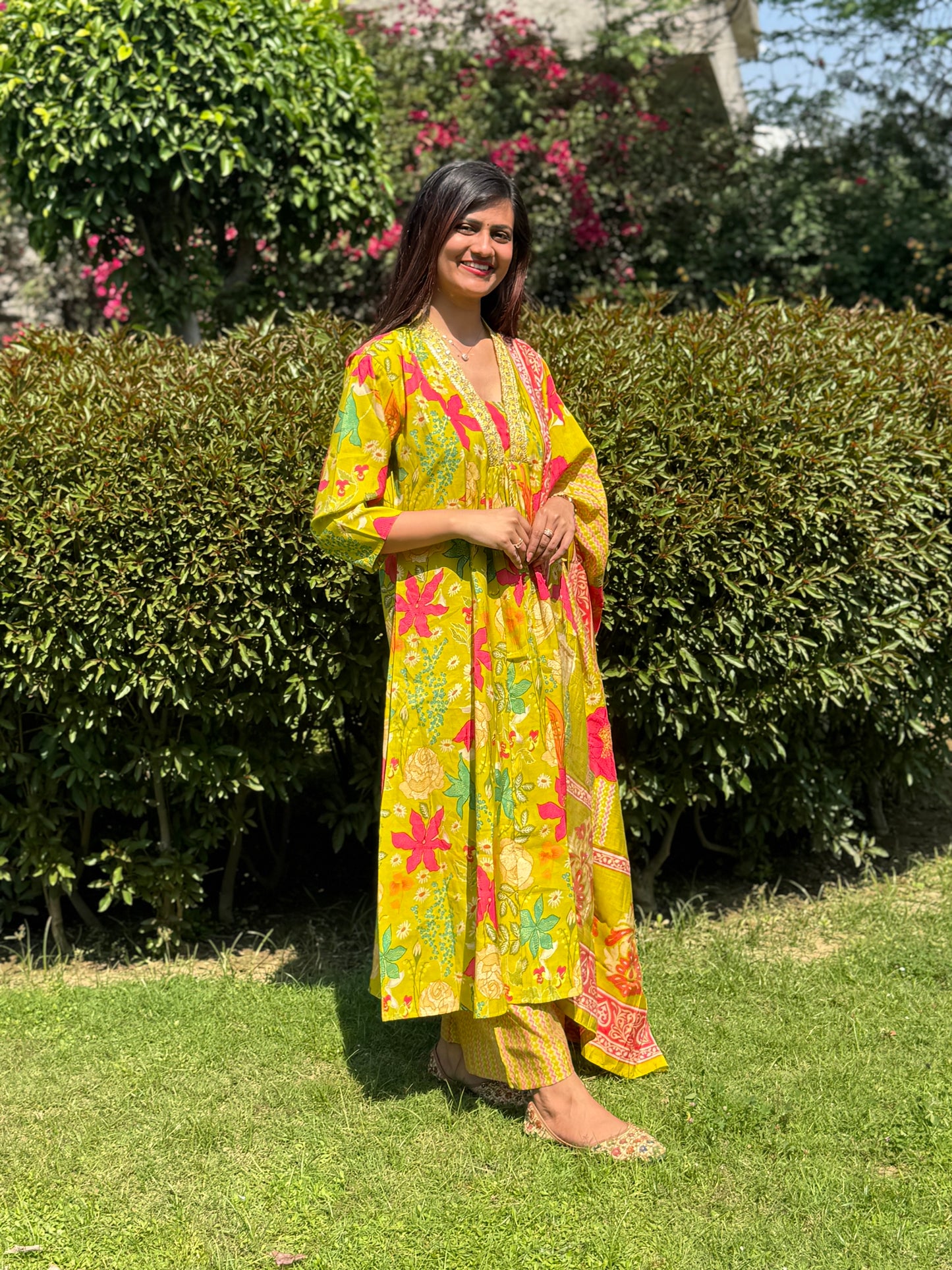 Beautiful Muslin A Line Printed Dress