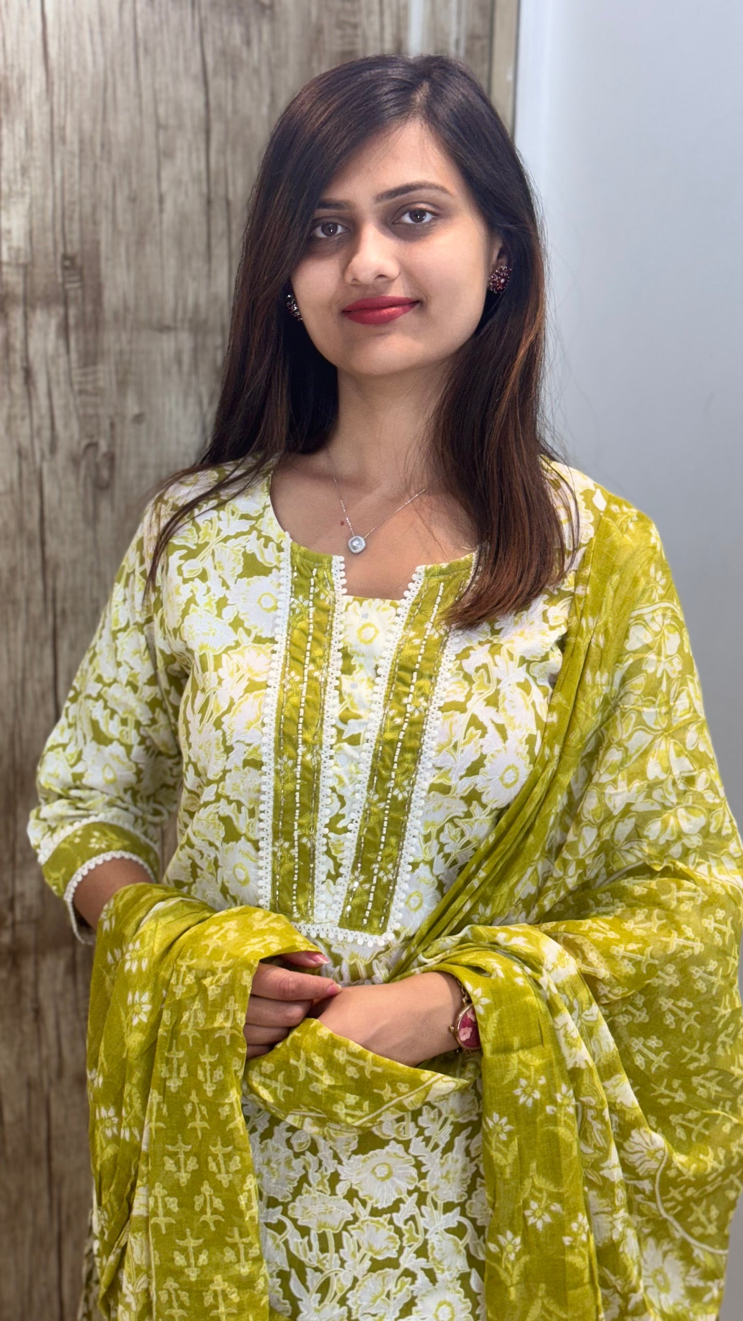 Beautiful Embroidered Cotton Suit Set with Mul Cotton Dupatta