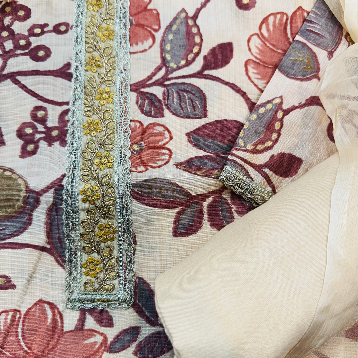 Printed Modal Silk Suit