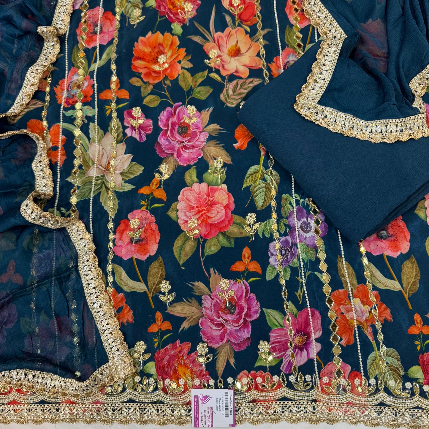 Beautiful Hand Embroidered Crepe Suit