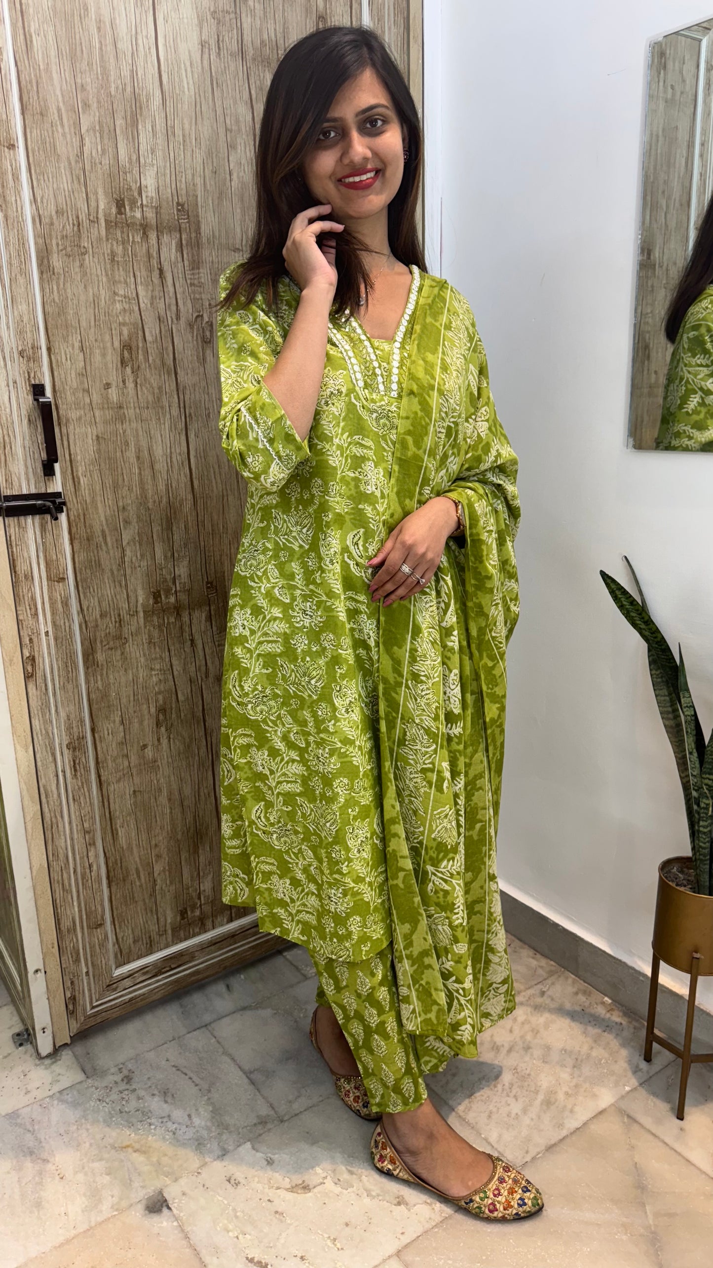Beautiful Embroidered Cotton Suit Set with Mul Cotton Dupatta
