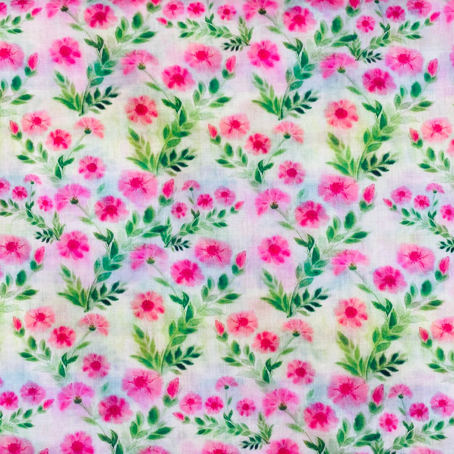 Beautiful Brush Print Design Floral Fabric