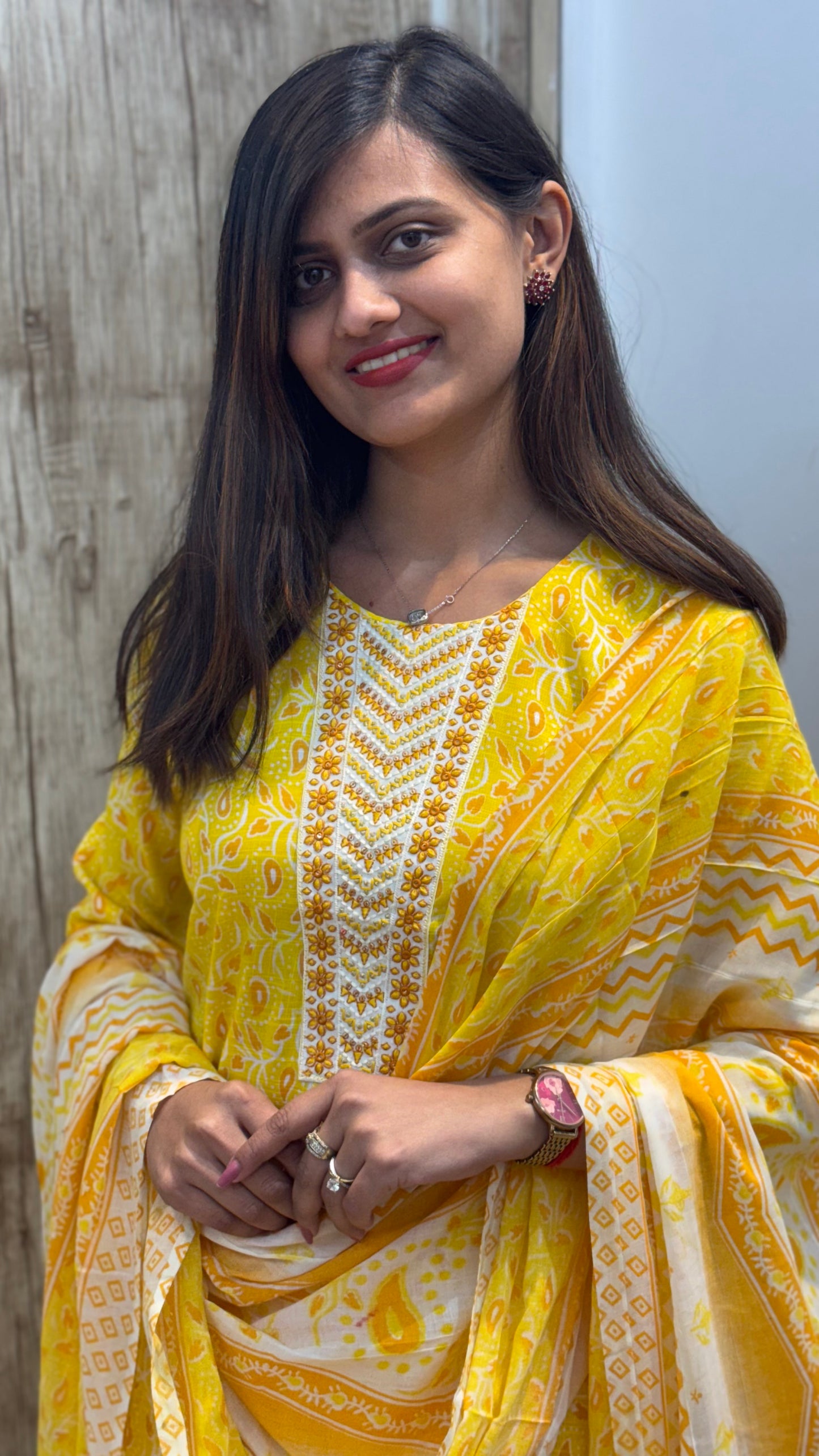 Beautiful Embroidered Cotton Suit Set with Mul Cotton Dupatta