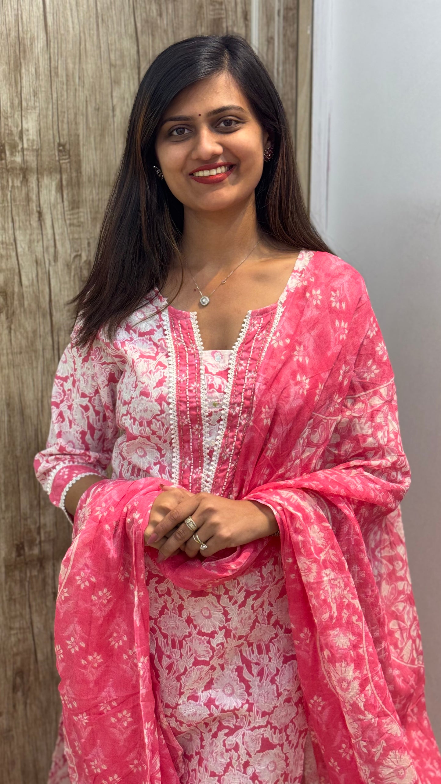 Beautiful Embroidered Cotton Suit Set with Mul Cotton Dupatta