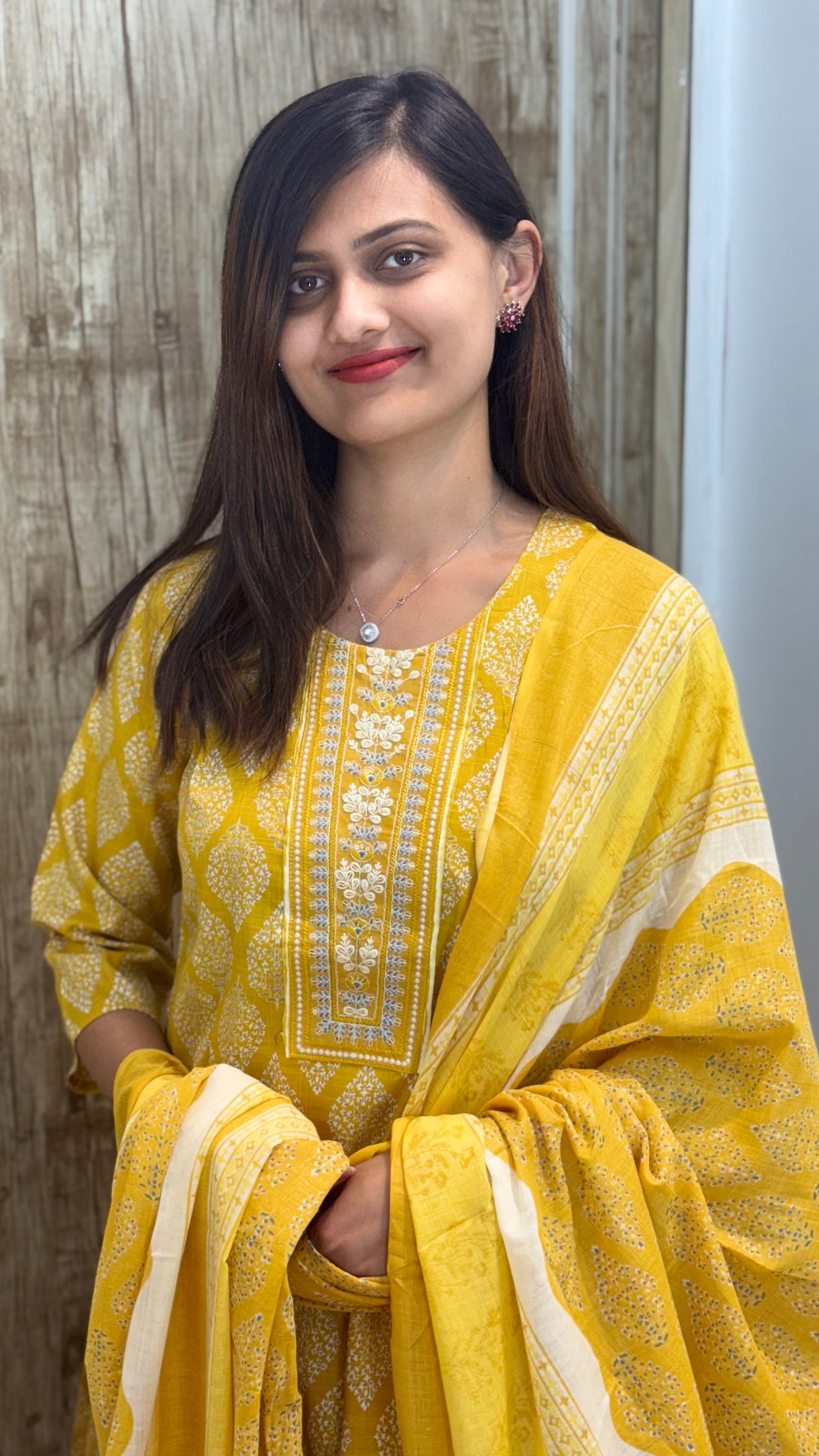 Beautiful Embroidered Cotton Suit Set with Mul Cotton Dupatta