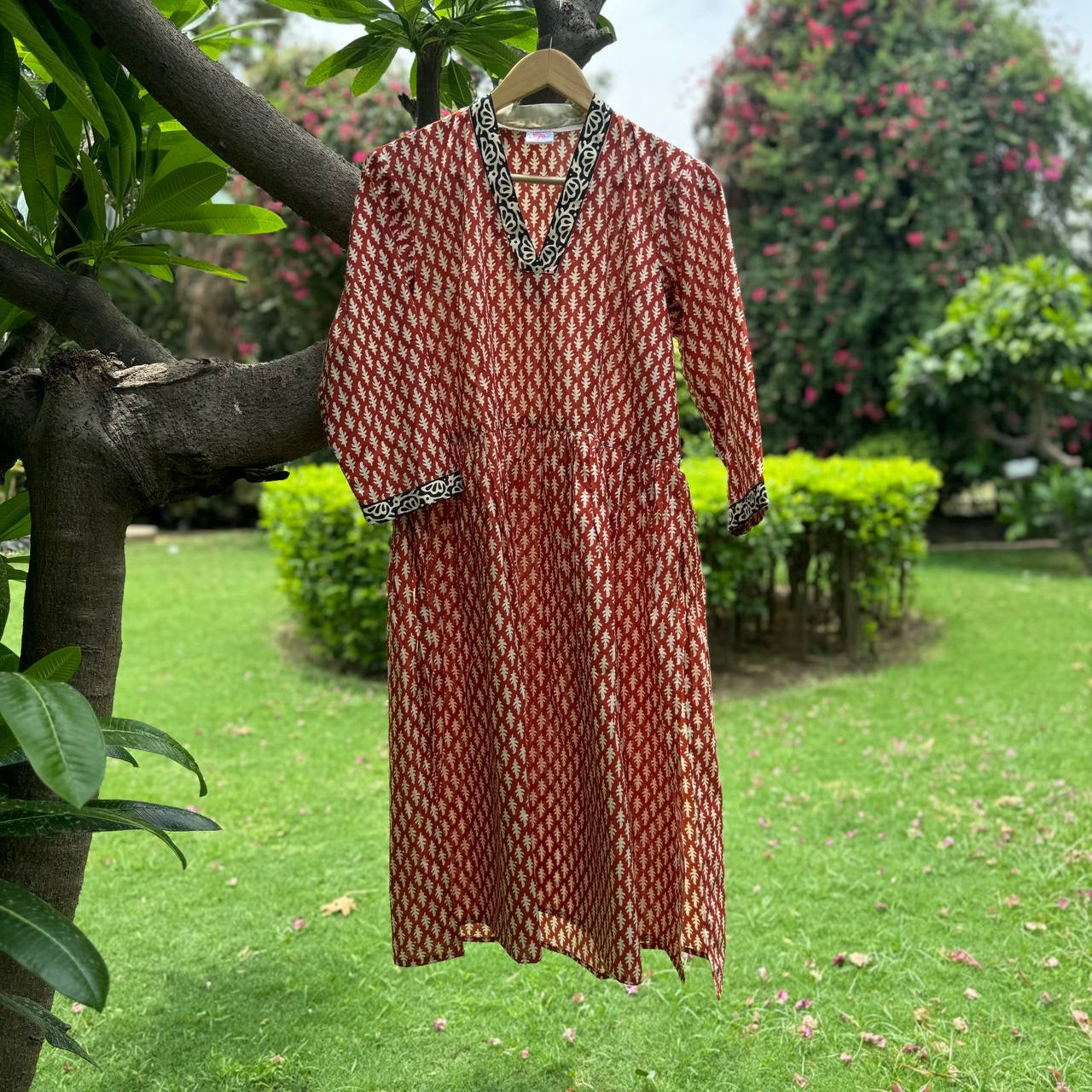 V Neck Kurta With Gathers