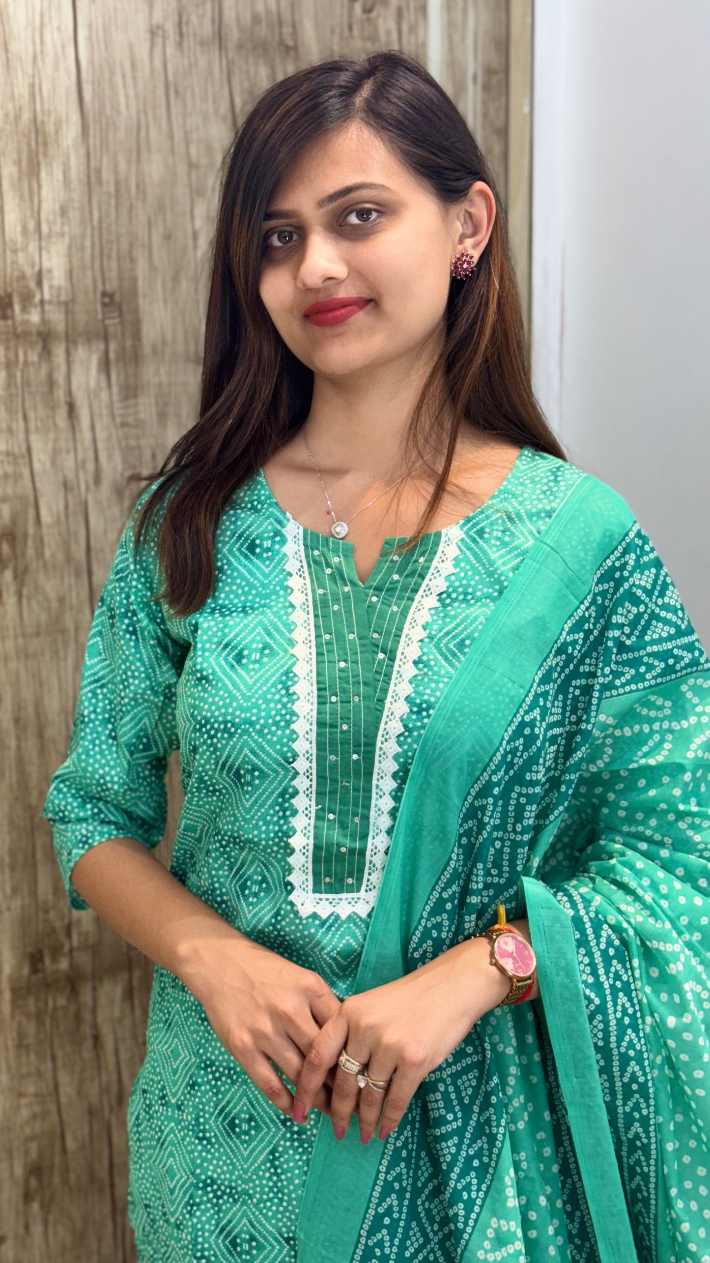 Beautiful Embroidered Cotton Suit Set with Mul Cotton Dupatta