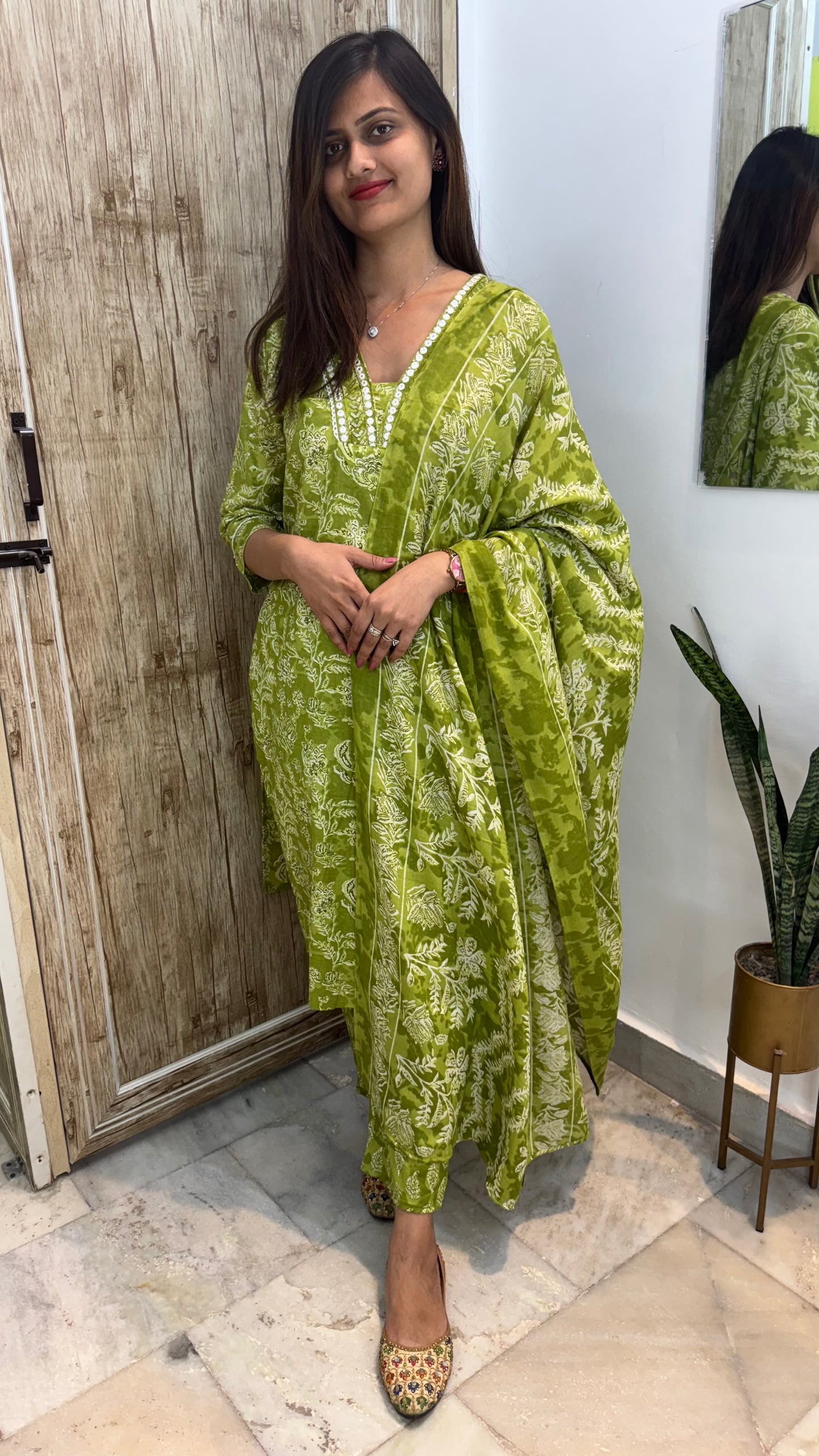 Beautiful Embroidered Cotton Suit Set with Mul Cotton Dupatta