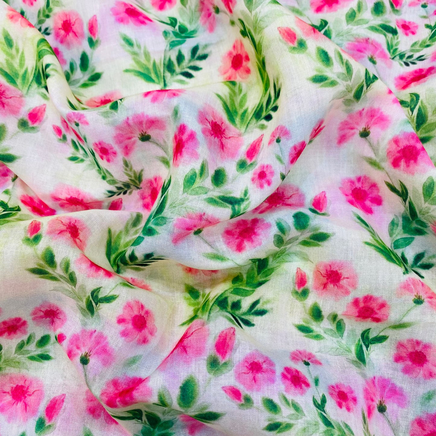 Beautiful Brush Print Design Floral Fabric