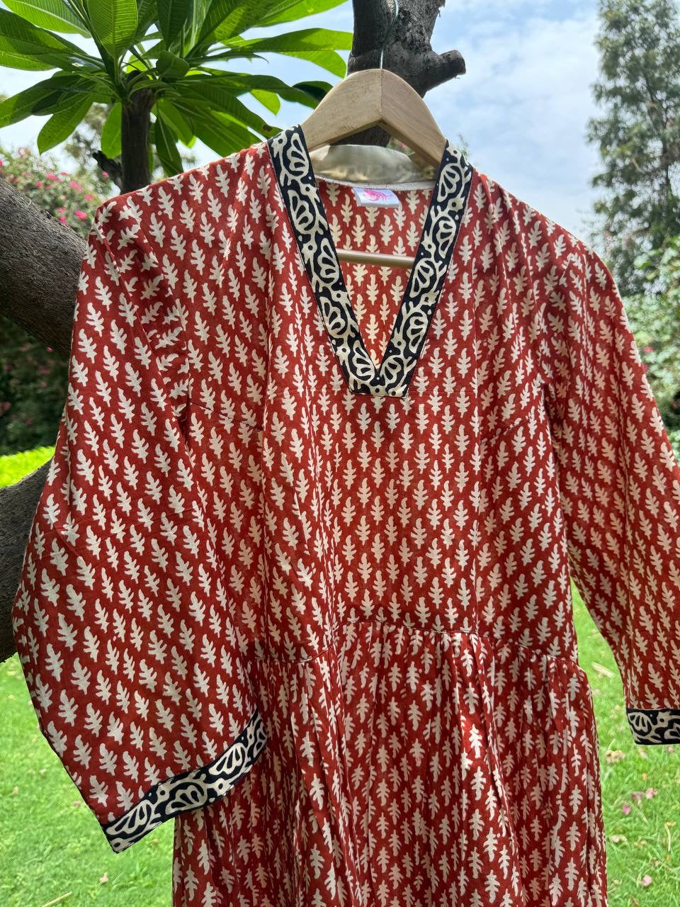 V Neck Kurta With Gathers
