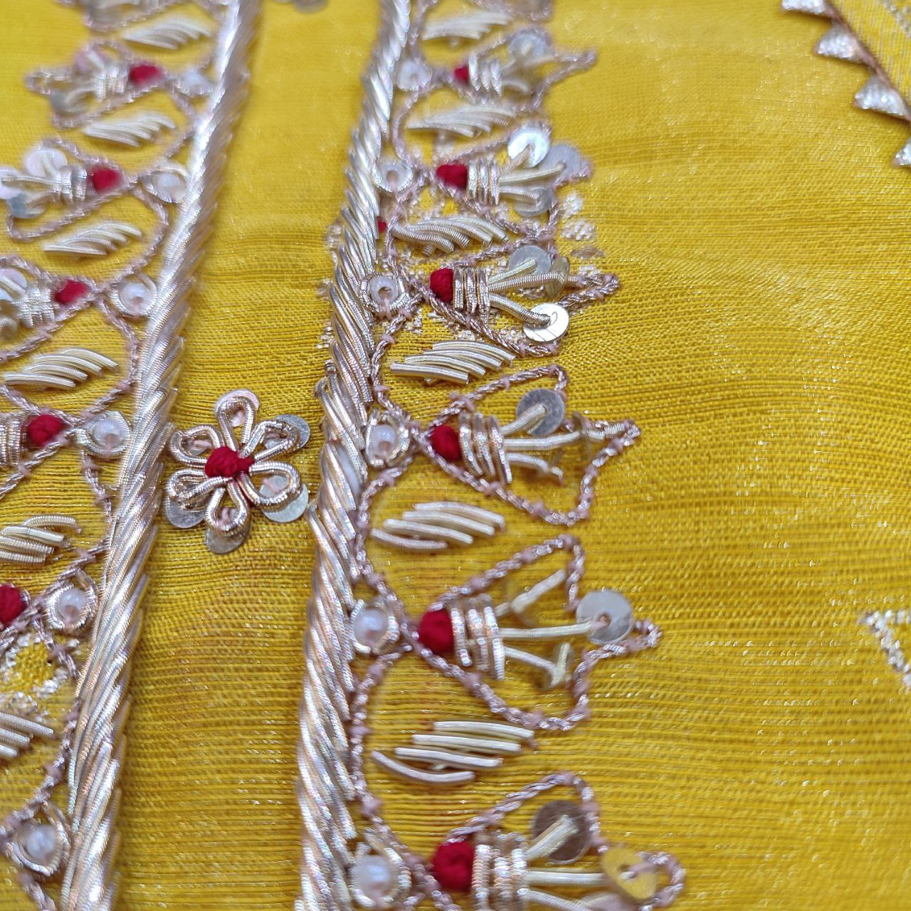 Embroidered Shimmer Dola Silk Suit