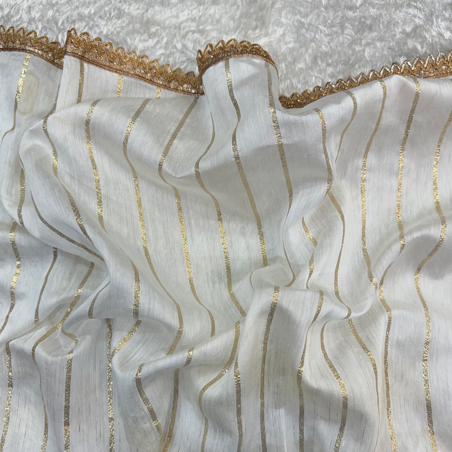 Chanderi Dupatta With Border (Dyeable)