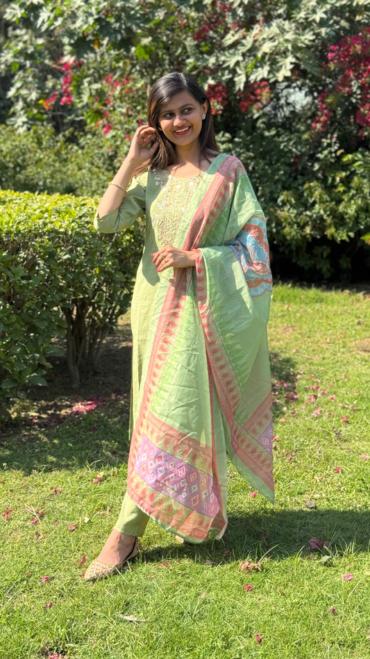 Beautiful Muslin Embroidered Kurta Set