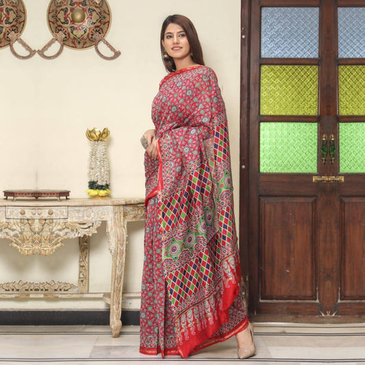 Chanderi Block Print Saree