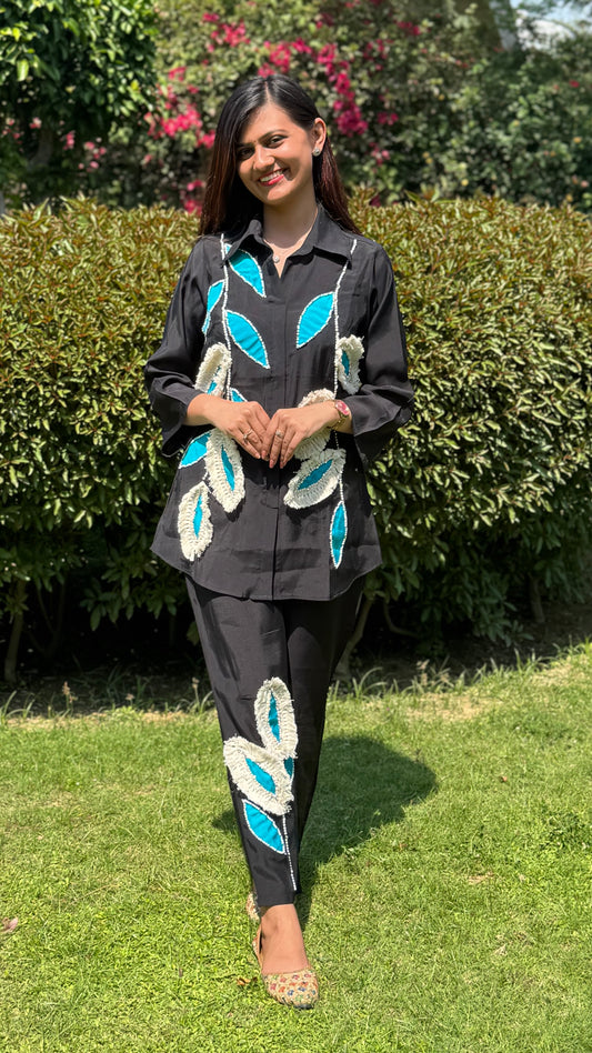 Pure Muslin Hand Embroidered Co-ord Set
