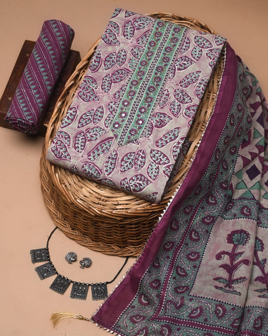 Jaipuri Cotton Embroidered Suit