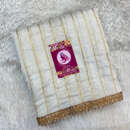 Chanderi Dupatta With Border (Dyeable)