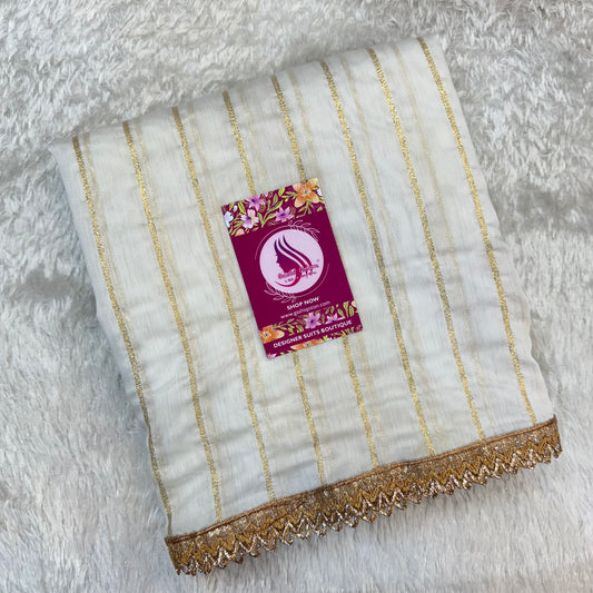 Chanderi Dupatta With Border (Dyeable)