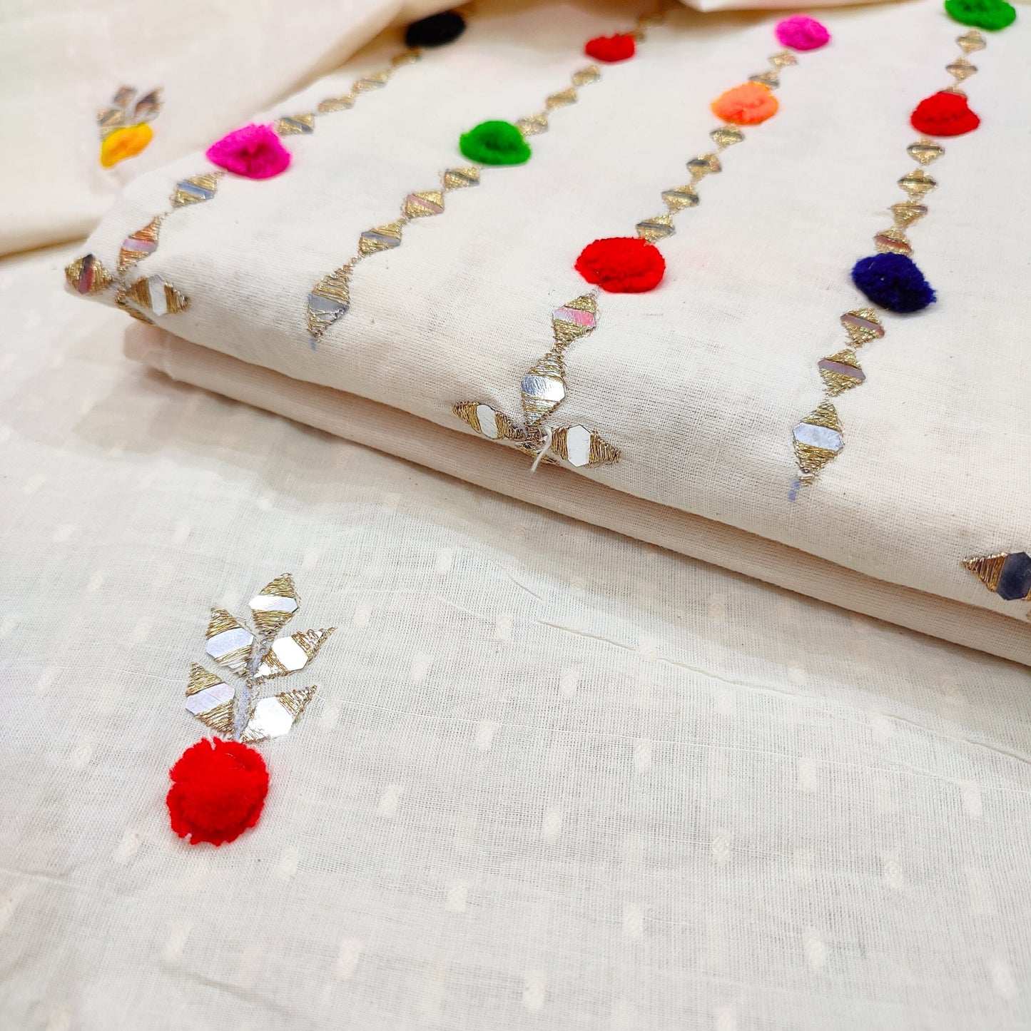 Hand Embroidered Suit Fabric