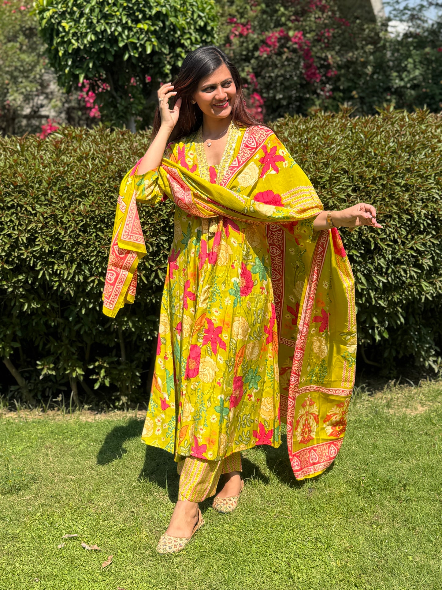 Beautiful Muslin A Line Printed Dress