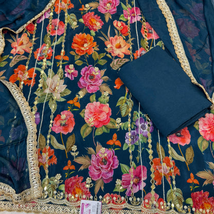 Beautiful Hand Embroidered Crepe Suit