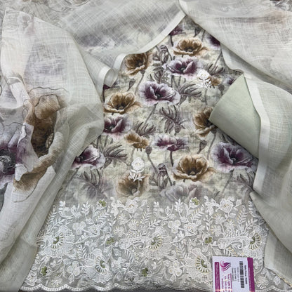 Party Wear Linen Suit with Embroidered work