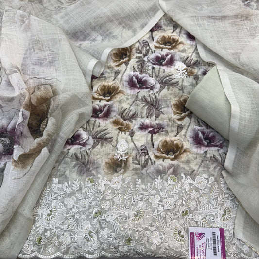 Party Wear Linen Suit with Embroidered work