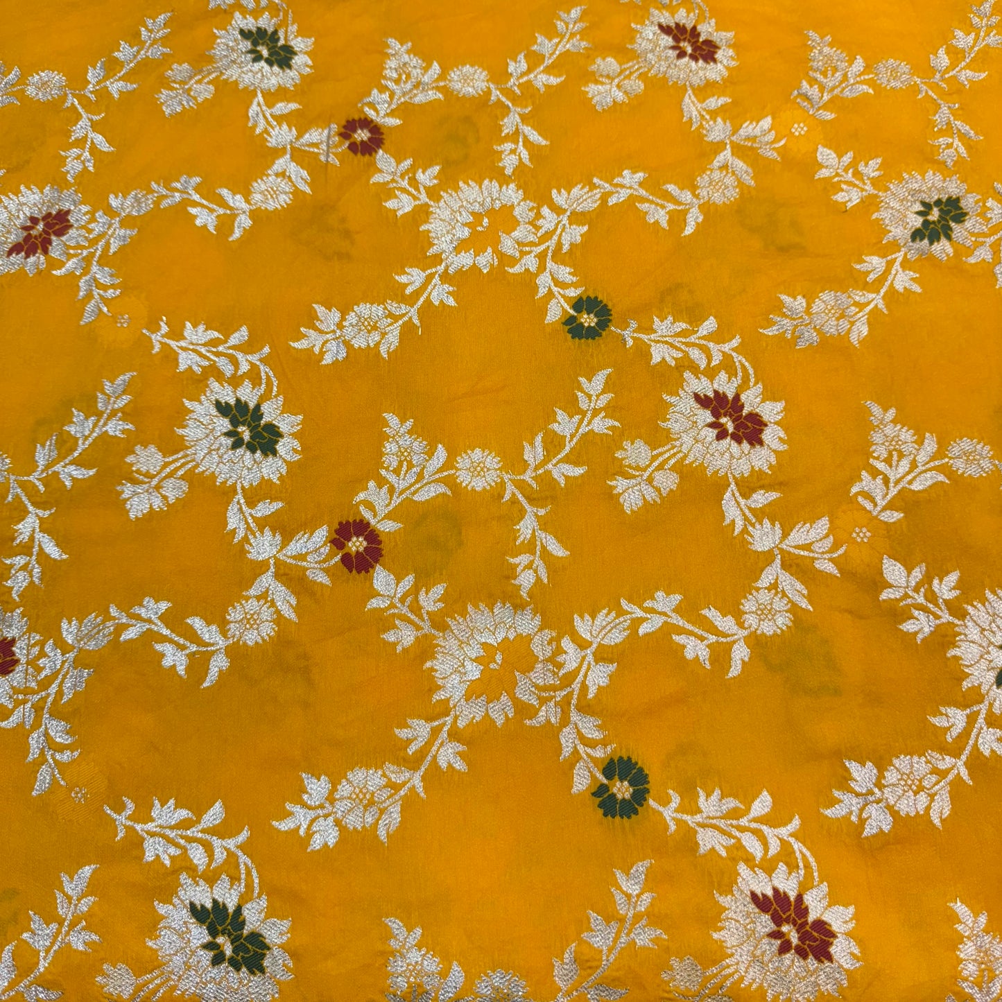 Designer Habutai Silk Embroidered Fabric (Heavy Border)