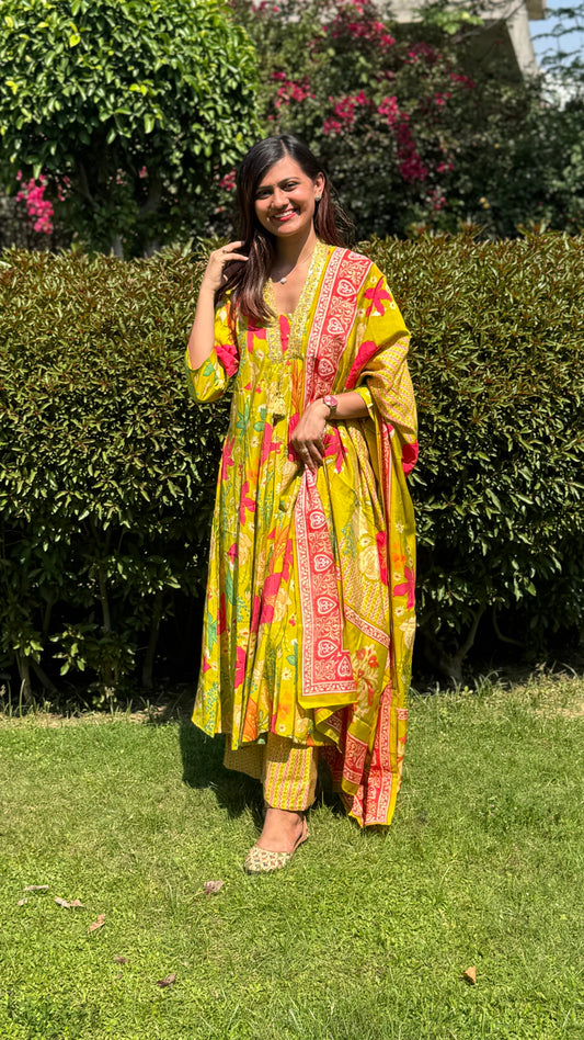 Beautiful Muslin A Line Printed Dress