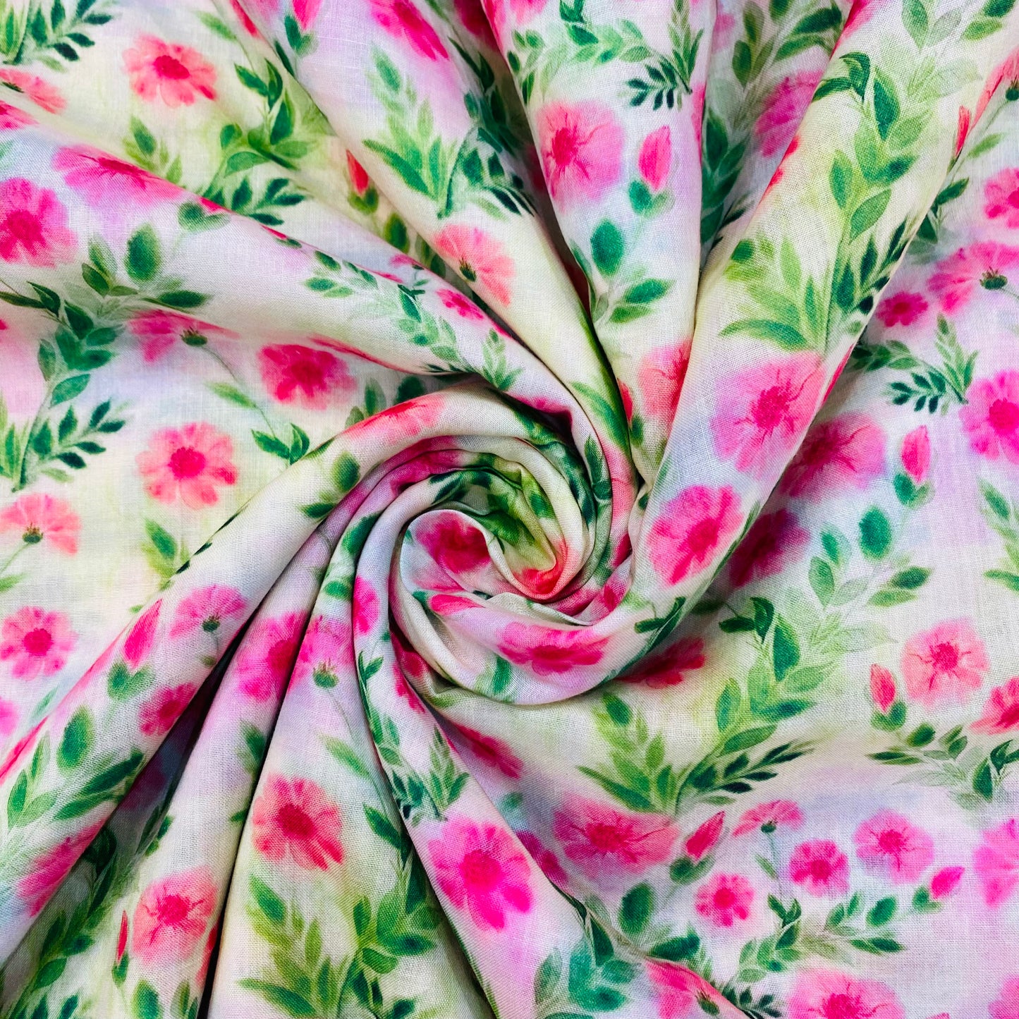 Beautiful Brush Print Design Floral Fabric