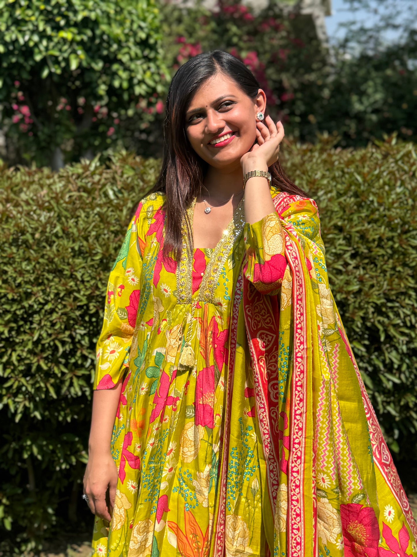 Beautiful Muslin A Line Printed Dress