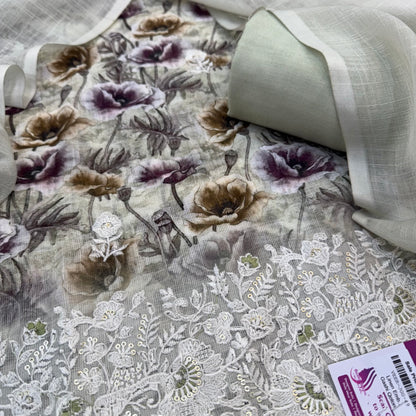 Party Wear Linen Suit with Embroidered work