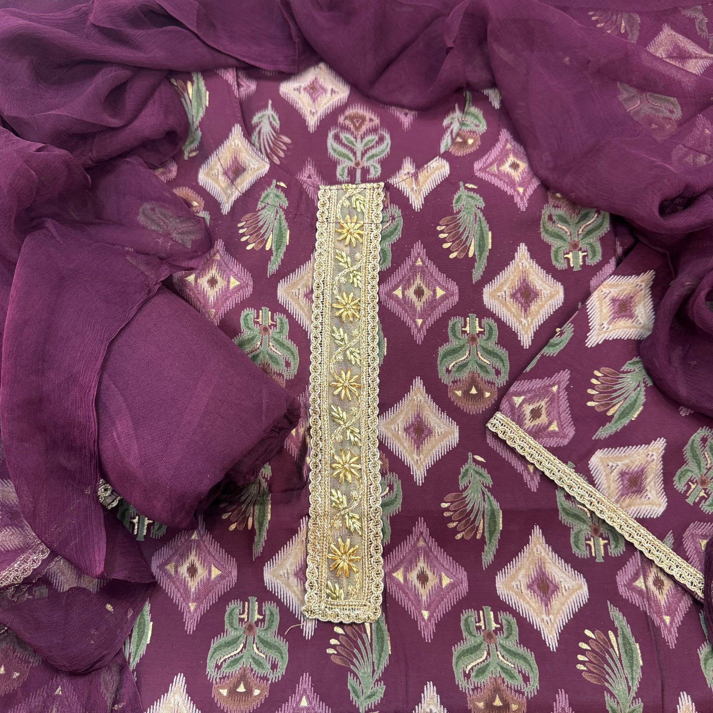 Printed Modal Silk Suit