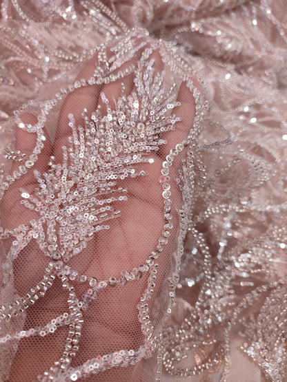 Hand Embroidered Net (Peach Colour)