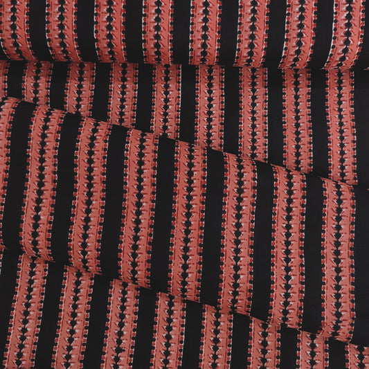 Rust Color Stripes Cotton Fabric