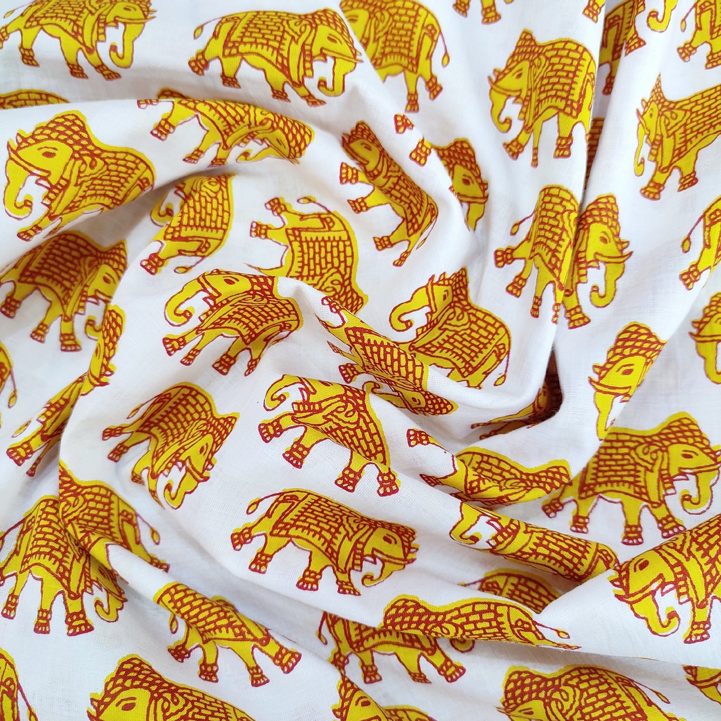 Elephant Traditional Printed Cotton Fabric