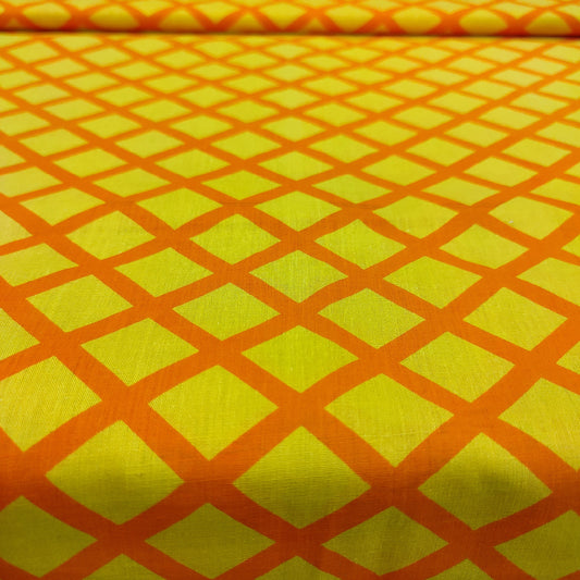 Diamond Bright Orange Yellow Printed Cotton Fabric