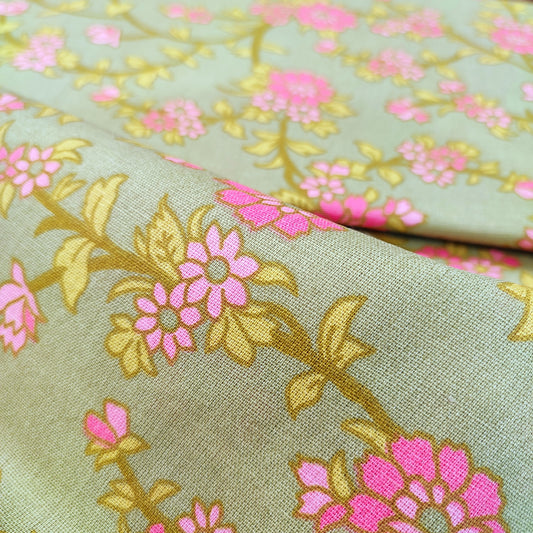 Floral Khadi Printed Cotton Fabric