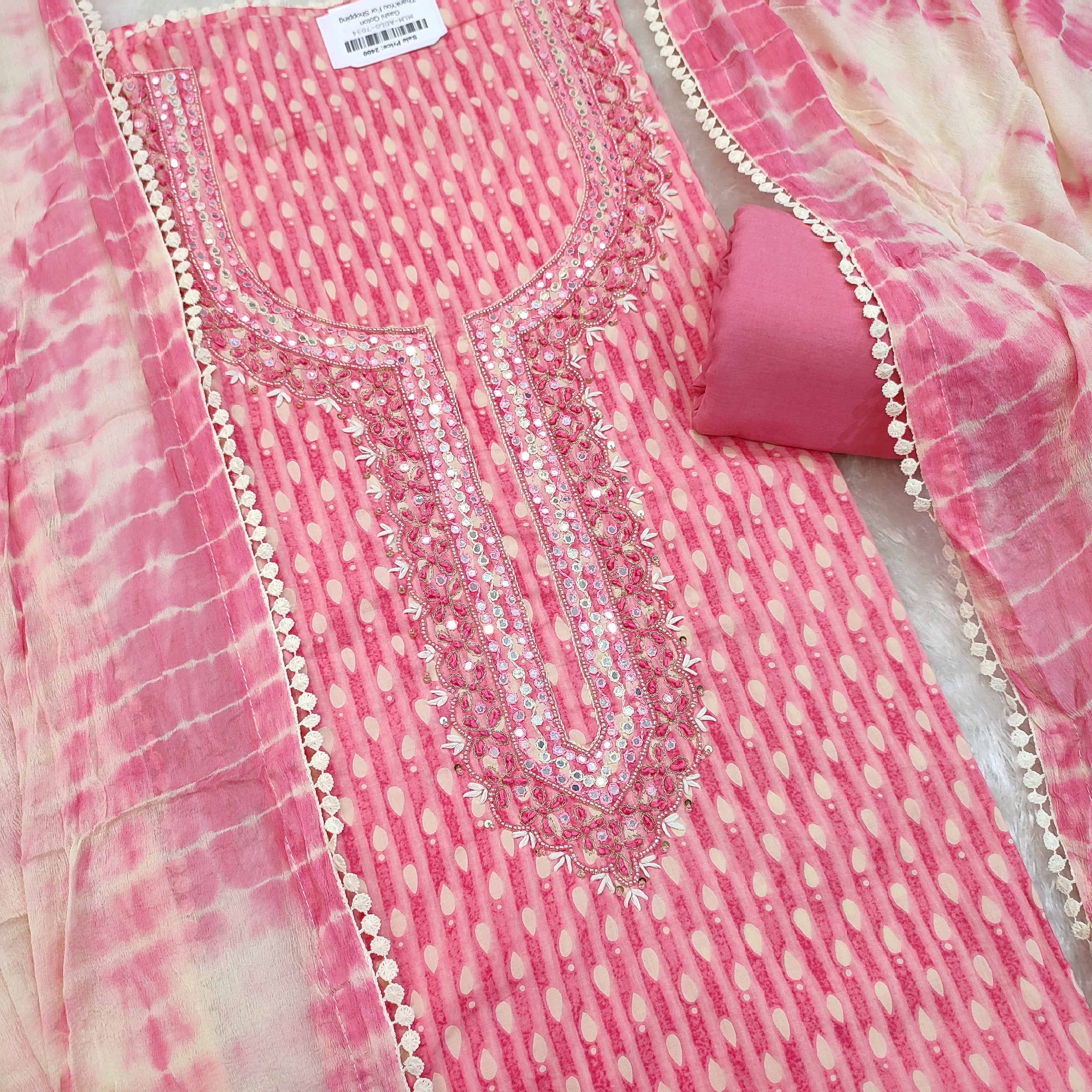 Pure Cotton Kota Doriya Hand Embroidery Unstitched Suit With Chikankar –  fab-persona