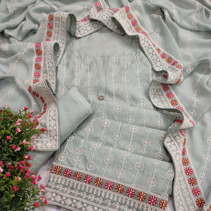 Embroidered Muslin Suit