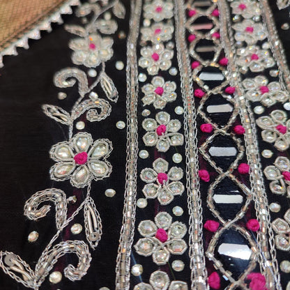 Embroidered Black Chanderi Party Wear Suit