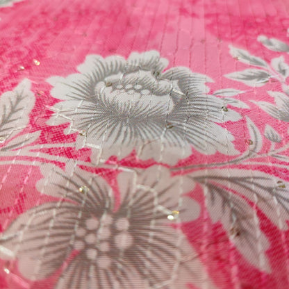 Printed Kantha Sequin Work Muslin Fabric