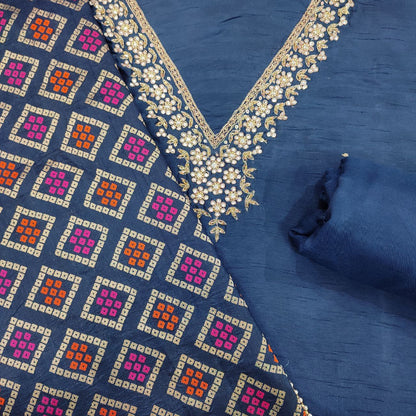 Embroidered Dola Silk Suit