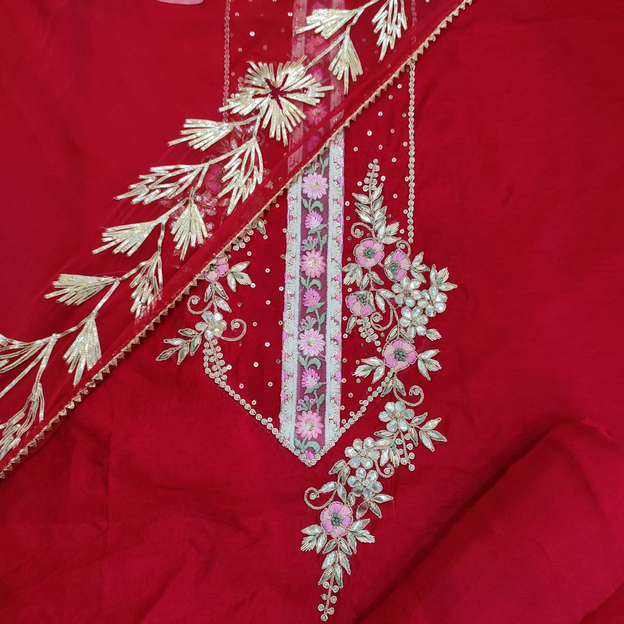 Beautiful Chanderi Hand Embroidered Suit