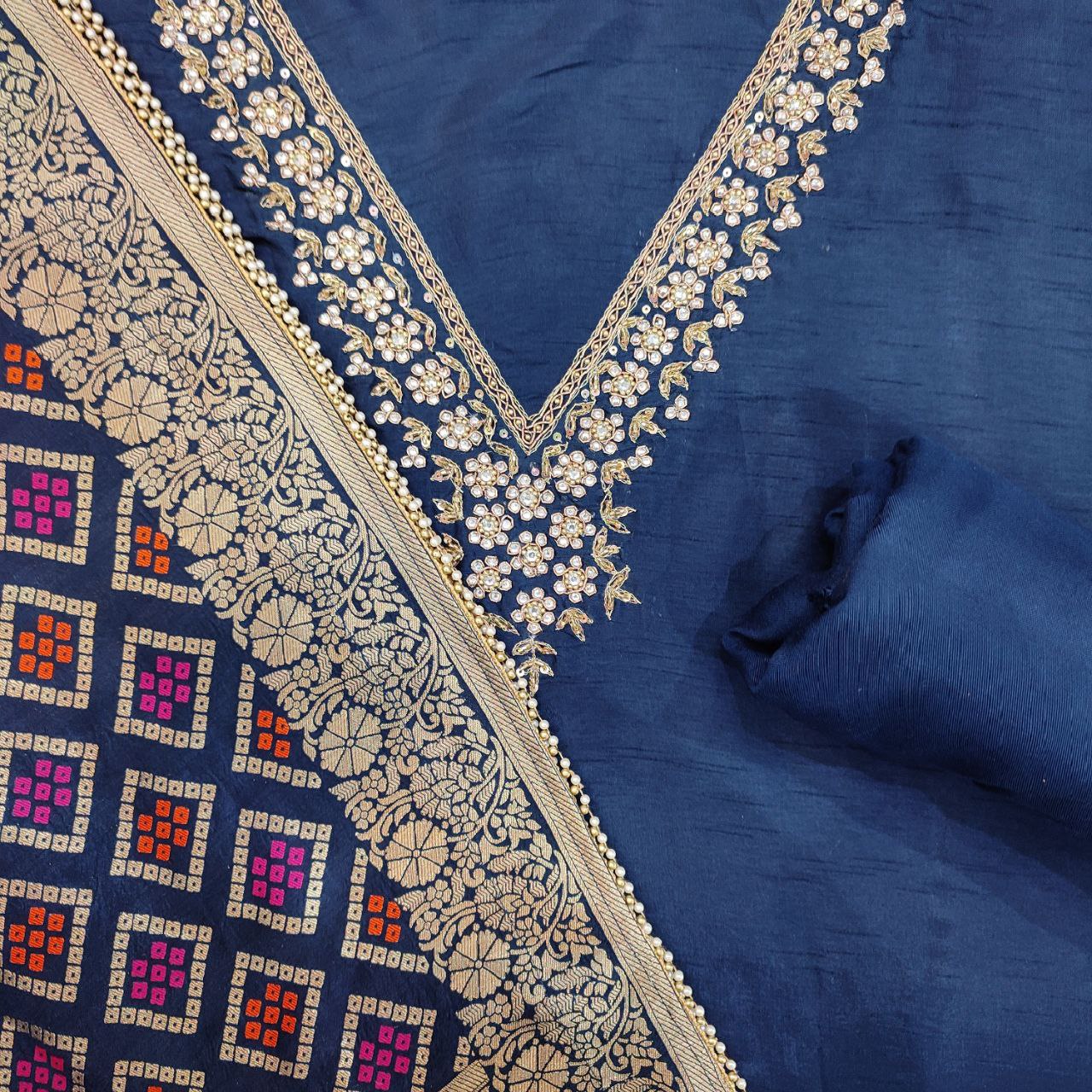 Embroidered Dola Silk Suit