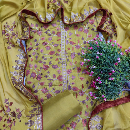 Full Embroidered Silk Suit