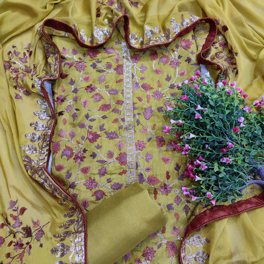 Full Embroidered Silk Suit