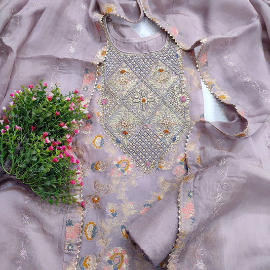 Hand Embroidered Organza Suit