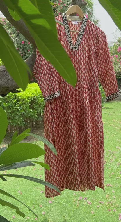 V Neck Kurta With Gathers