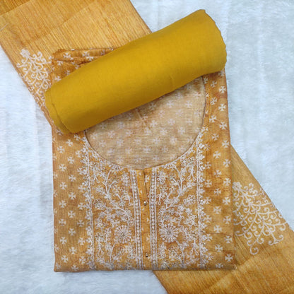 Mustard Soft Chanderi Silk Suit